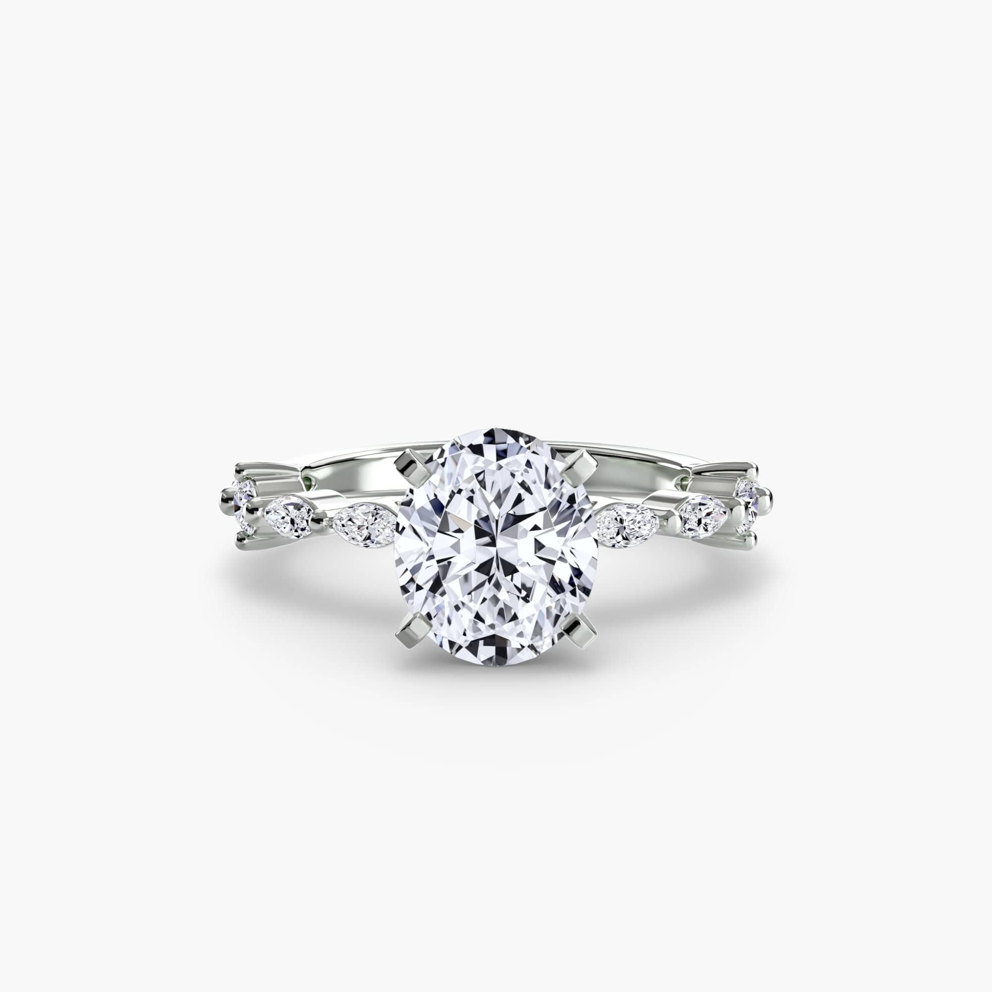 BW James Jewelers setting 9K White Gold / Oval Solitaire with Eternity Pavé