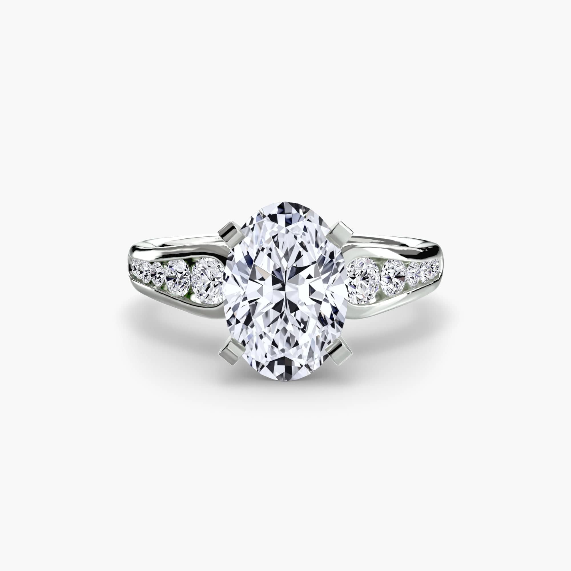 BW James Jewelers setting 9K White Gold / Oval Solitaire with Pavé 2