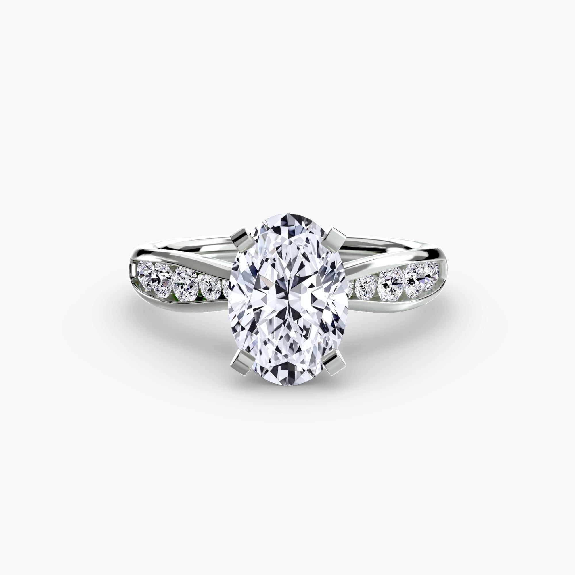 BW James Jewelers setting 9K White Gold / Oval Solitaire with Pavé 3