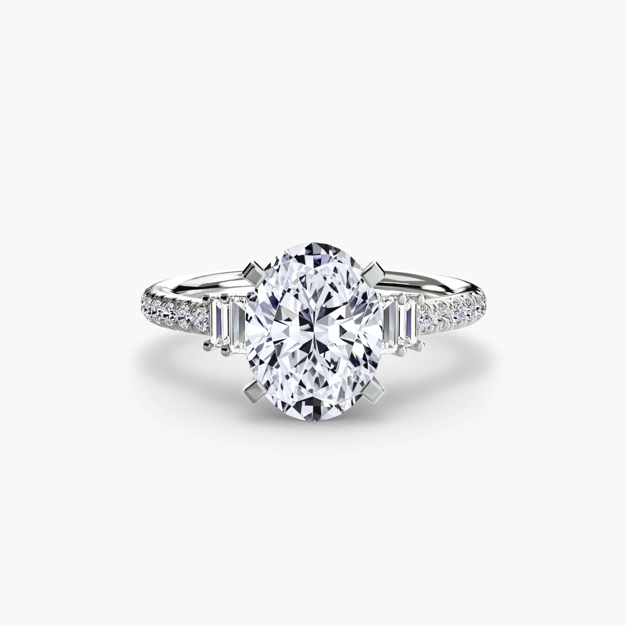 BW James Jewelers setting 9K White Gold / Oval Solitaire with Pavé 4
