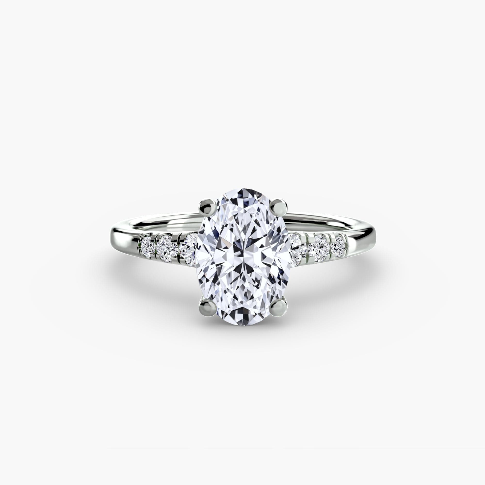 BW James Jewelers setting 9K White Gold / Oval Solitaire with Shoulder Accents