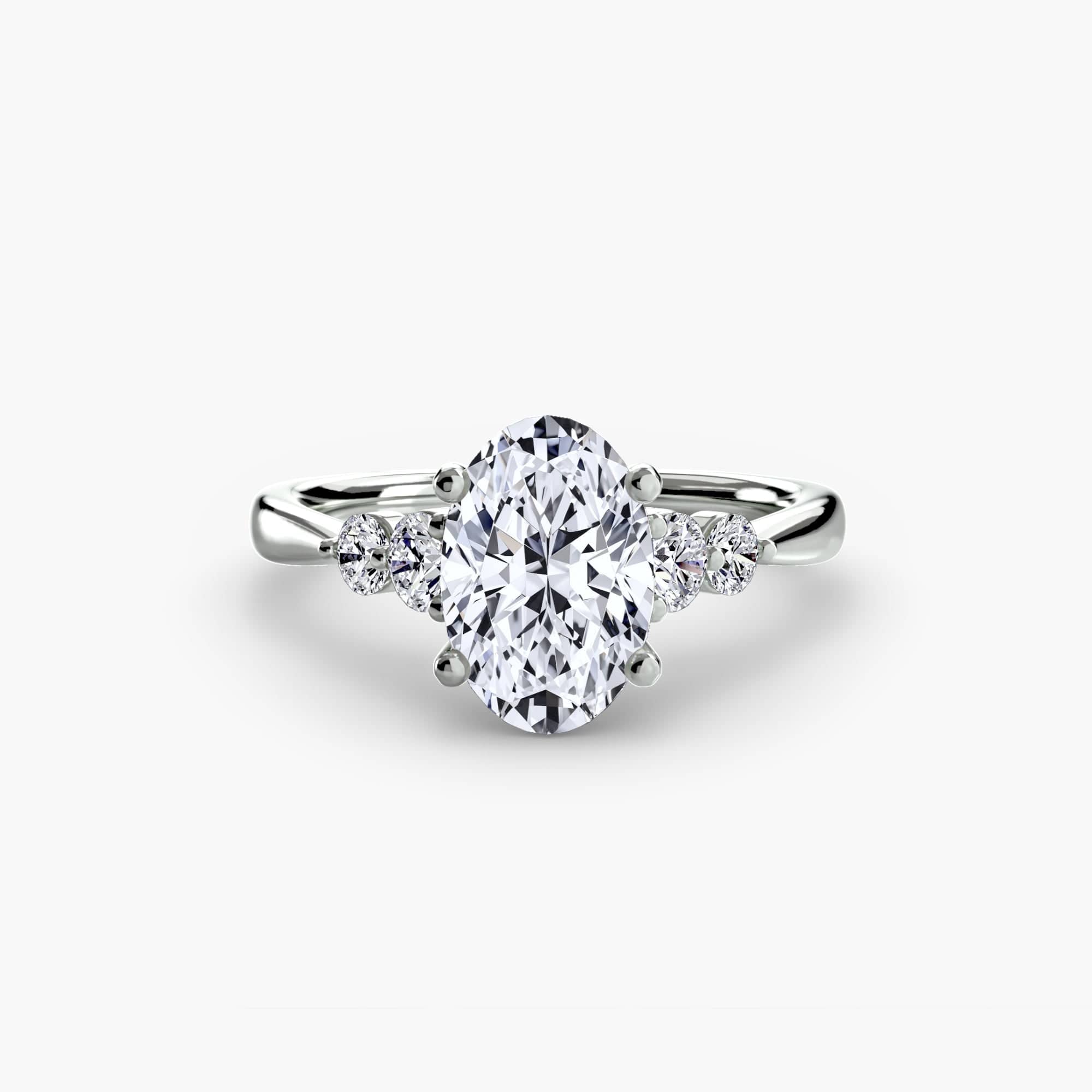 BW James Jewelers setting 9K White Gold / Oval Solitaire with Shoulder Accents 2