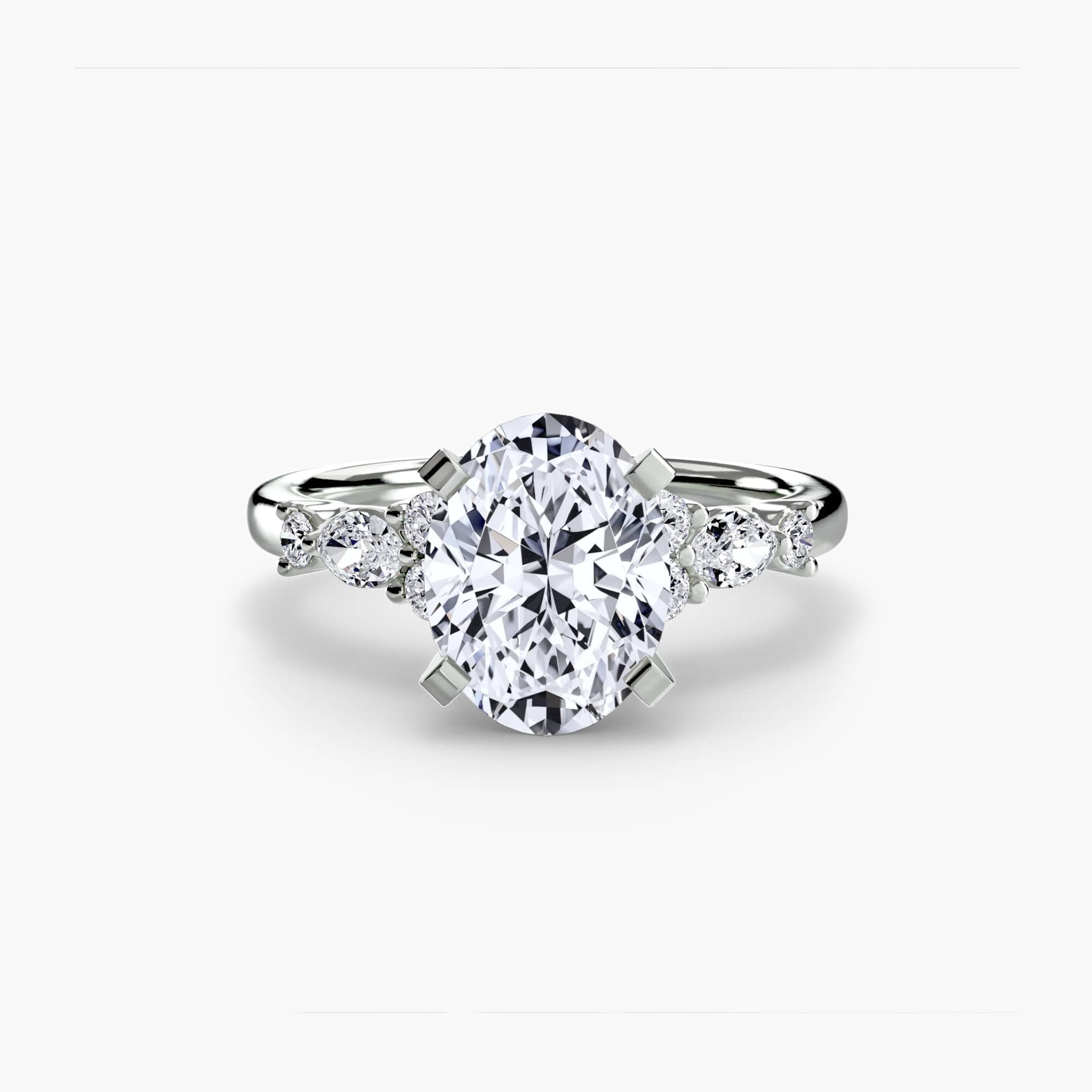 BW James Jewelers setting 9K White Gold / Oval The Floral Accent Solitaire