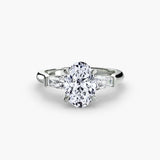 BW James Jewelers setting 9K White Gold / Oval Three-Stone Ring (Baguette Side Stones)
