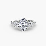 BW James Jewelers setting 9K White Gold / Oval Three-Stone with Pavé Band
