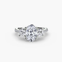 BW James Jewelers setting 9K White Gold / Oval Three-Stone with Pavé Band