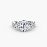 BW James Jewelers setting 9K White Gold / Oval Three-Stone with Pavé Band 2
