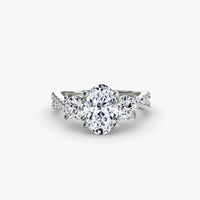 BW James Jewelers setting 9K White Gold / Oval Three-Stone with Pavé Band 2