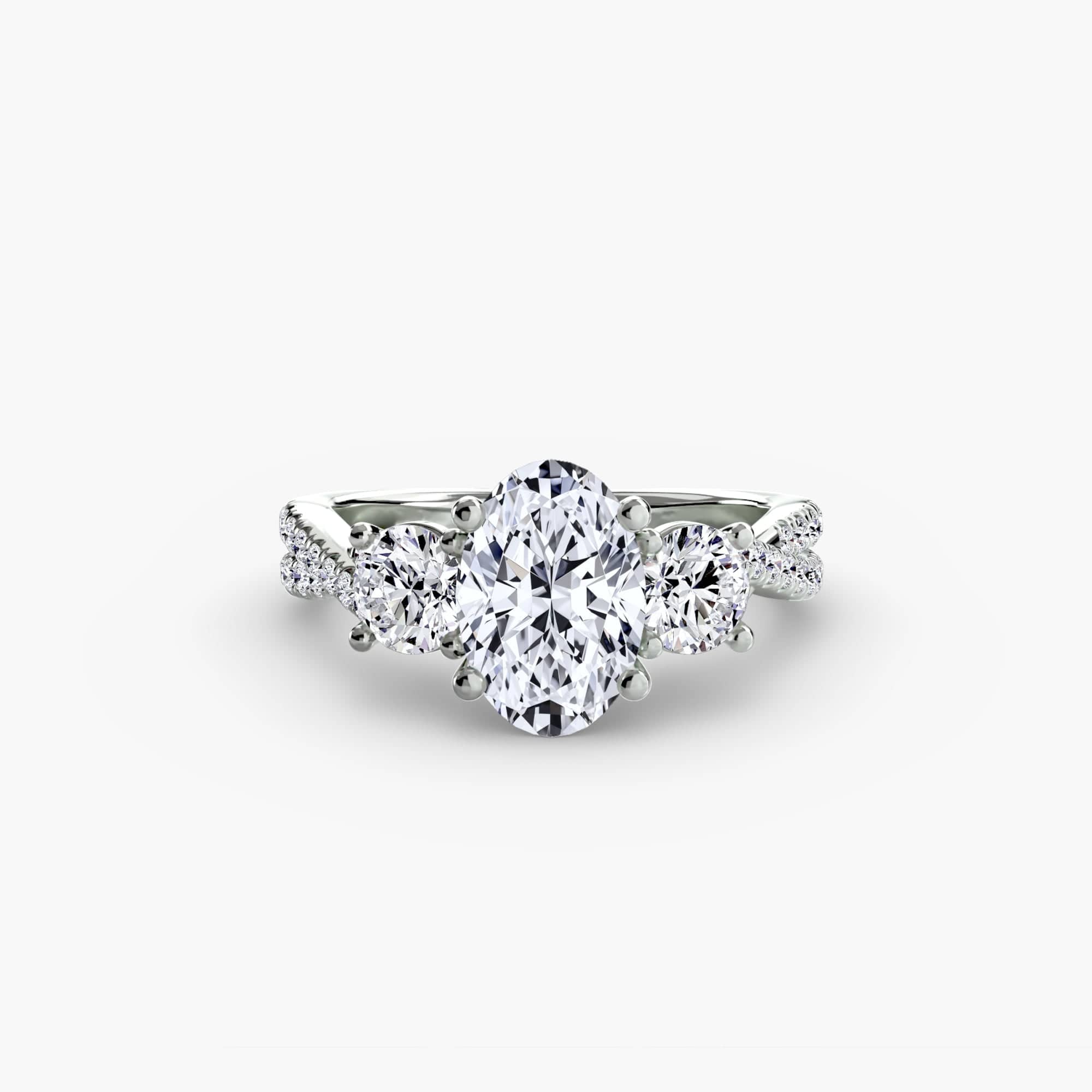 BW James Jewelers setting 9K White Gold / Oval Three-Stone with Pavé Band 2