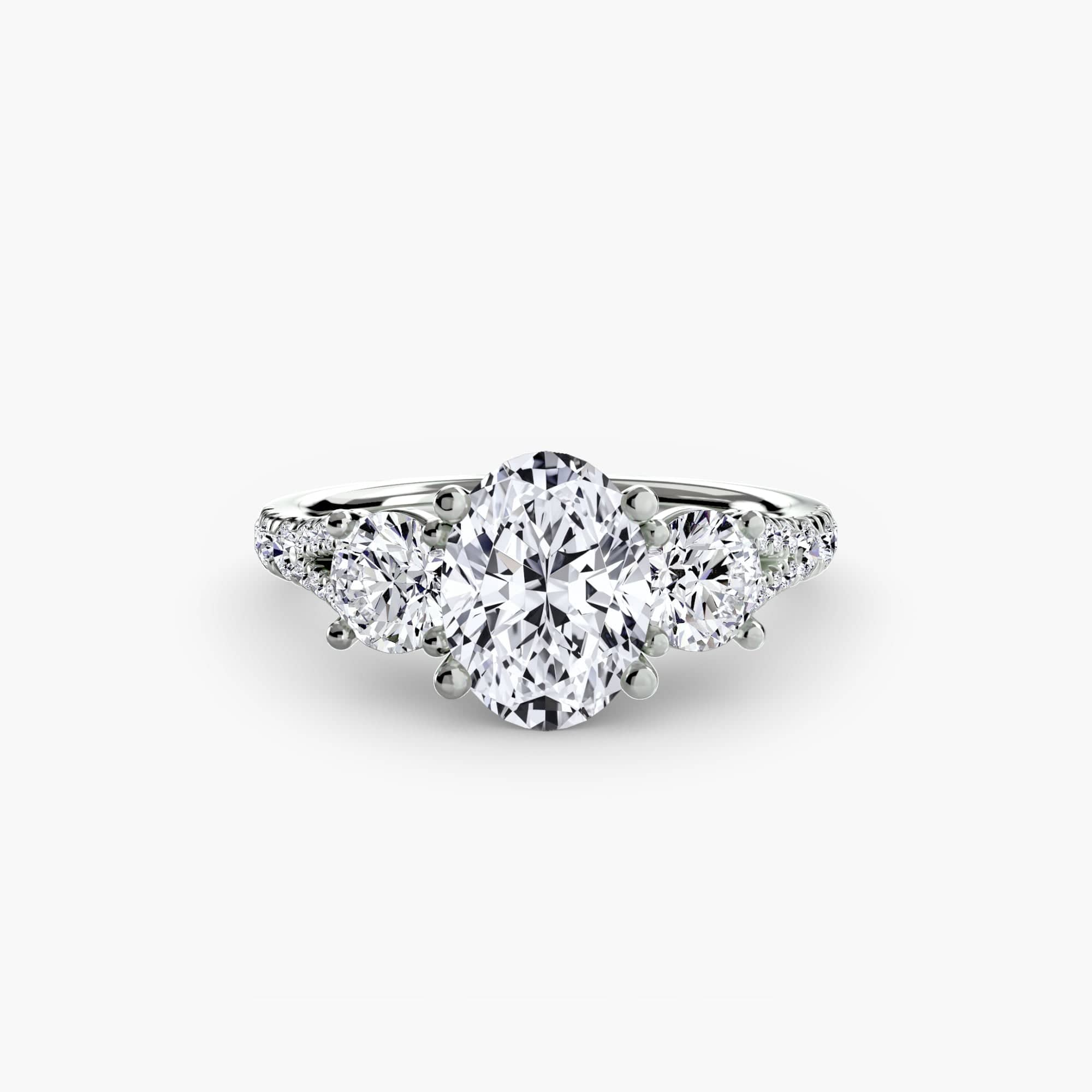 BW James Jewelers setting 9K White Gold / Oval Three-Stone with Pavé Band 3