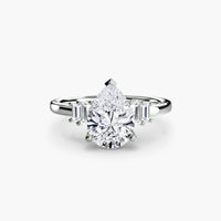 BW James Jewelers setting 9K White Gold / Pear Baguette Accent Solitaire
