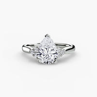 BW James Jewelers setting 9K White Gold / Pear Solitaire with Cluster Shoulders 2