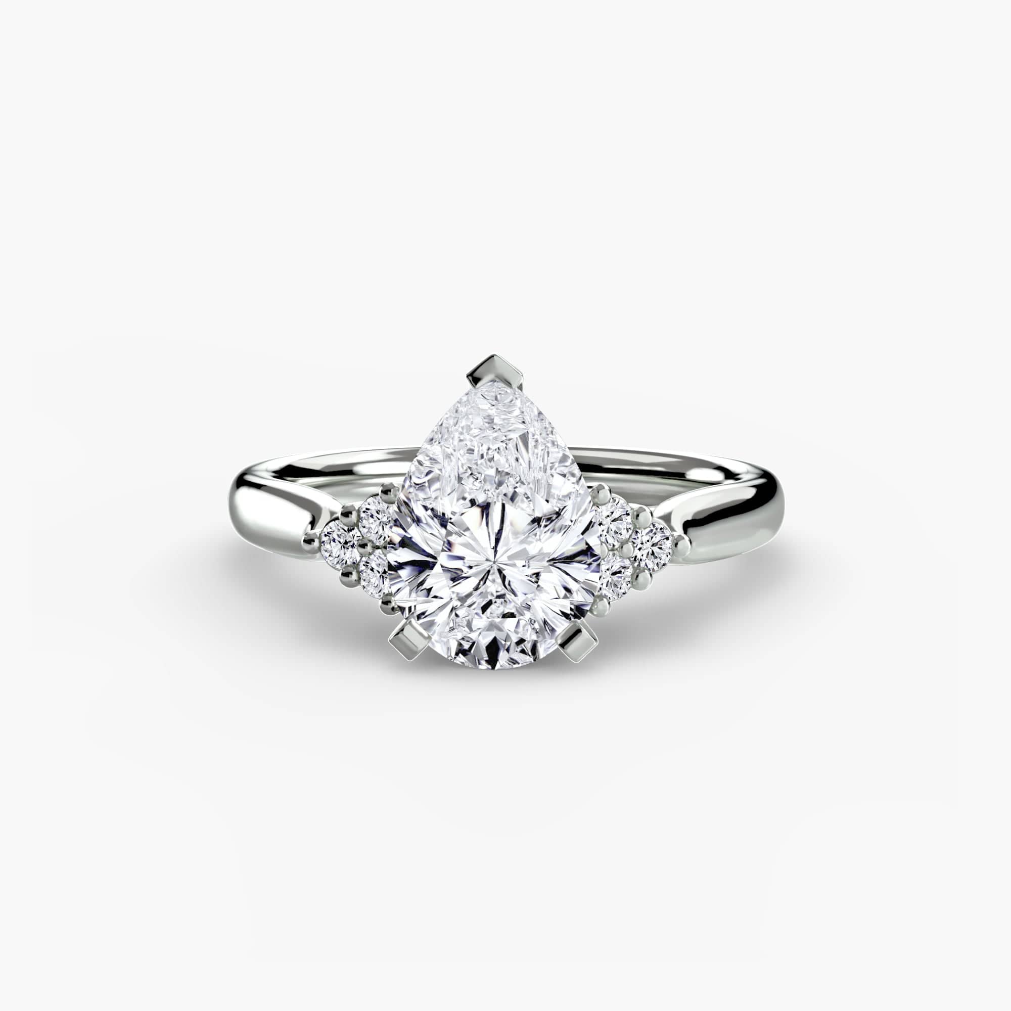 BW James Jewelers setting 9K White Gold / Pear Solitaire with Cluster Shoulders 2