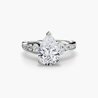 BW James Jewelers setting 9K White Gold / Pear Solitaire with Pavé 2