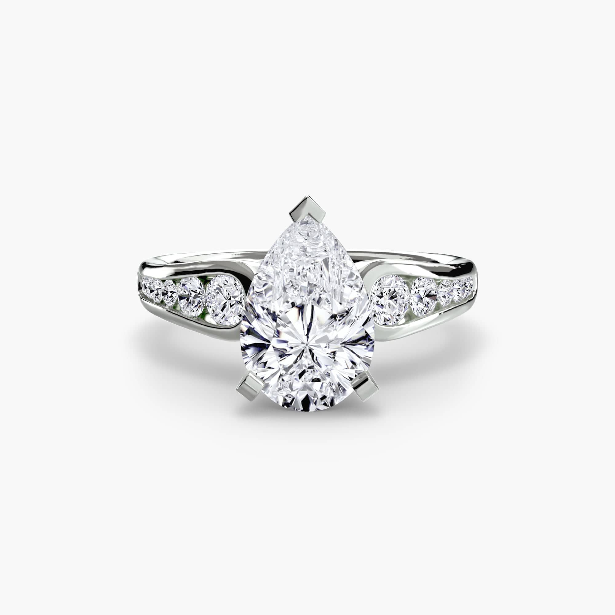 BW James Jewelers setting 9K White Gold / Pear Solitaire with Pavé 2