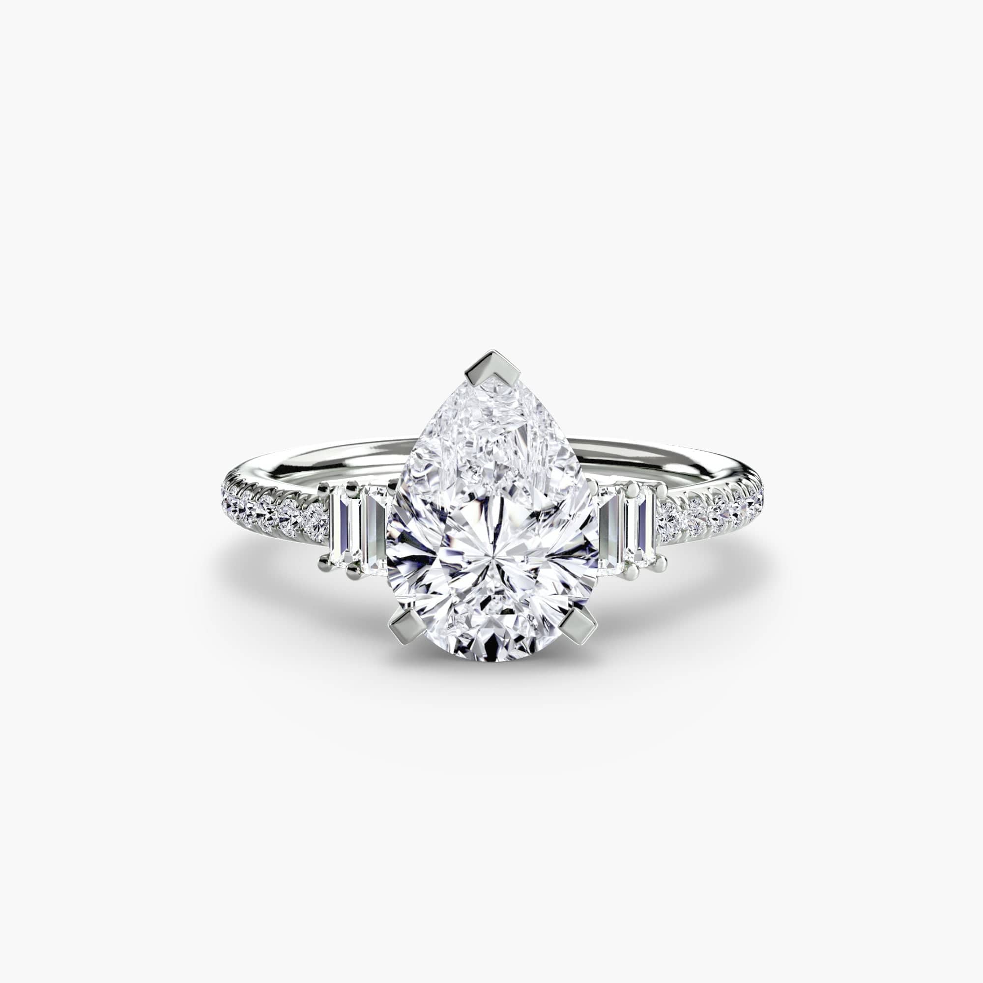 BW James Jewelers setting 9K White Gold / Pear Solitaire with Pavé 4
