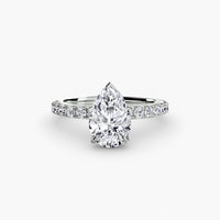 BW James Jewelers setting 9K White Gold / Pear Solitaire with Pavé 6