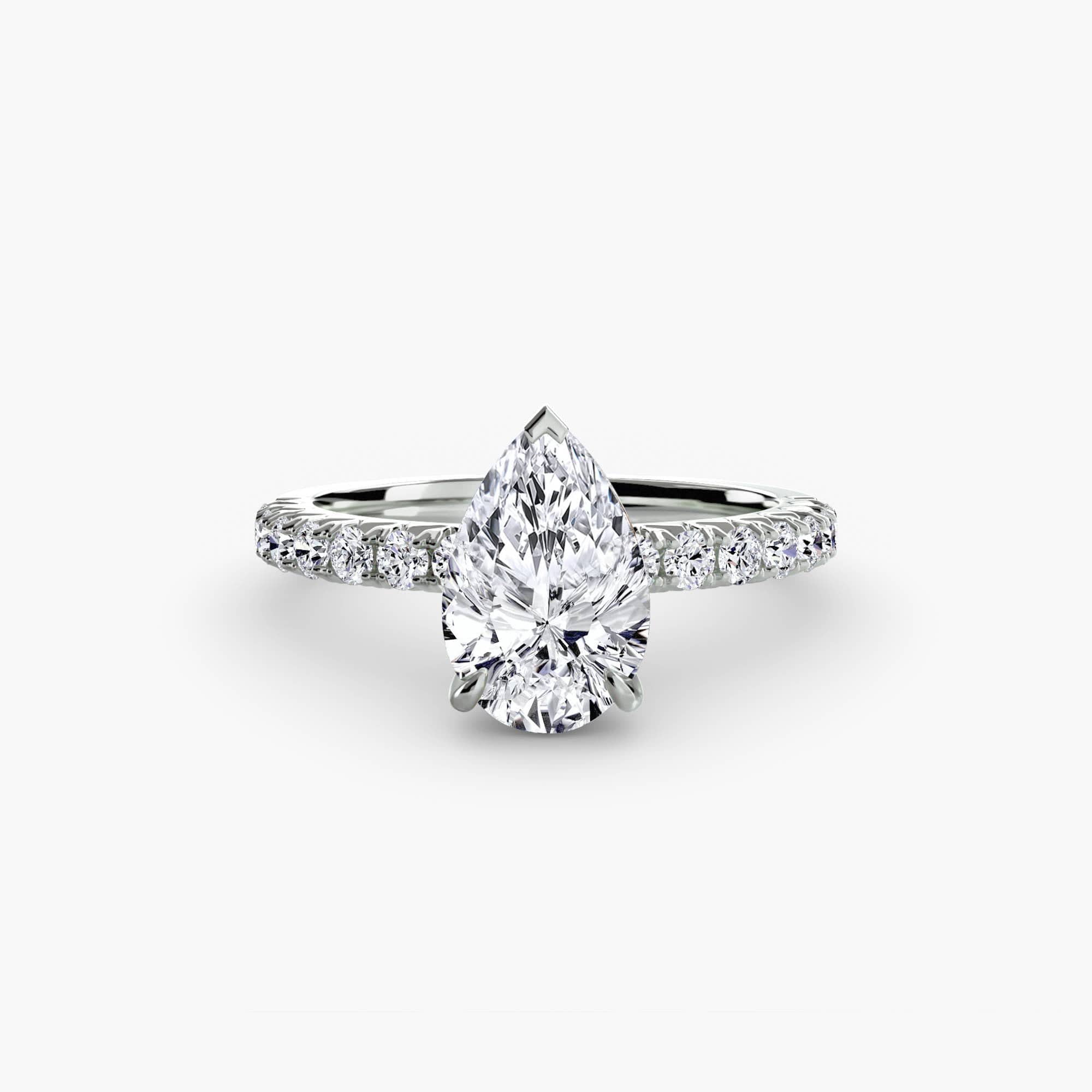 BW James Jewelers setting 9K White Gold / Pear Solitaire with Pavé 6