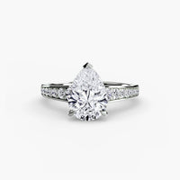 BW James Jewelers setting 9K White Gold / Pear Solitaire with Pavé 7