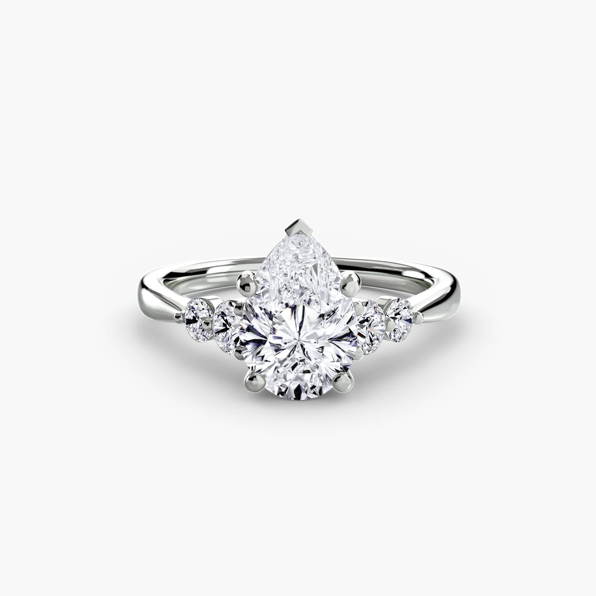 BW James Jewelers setting 9K White Gold / Pear Solitaire with Shoulder Accents 2