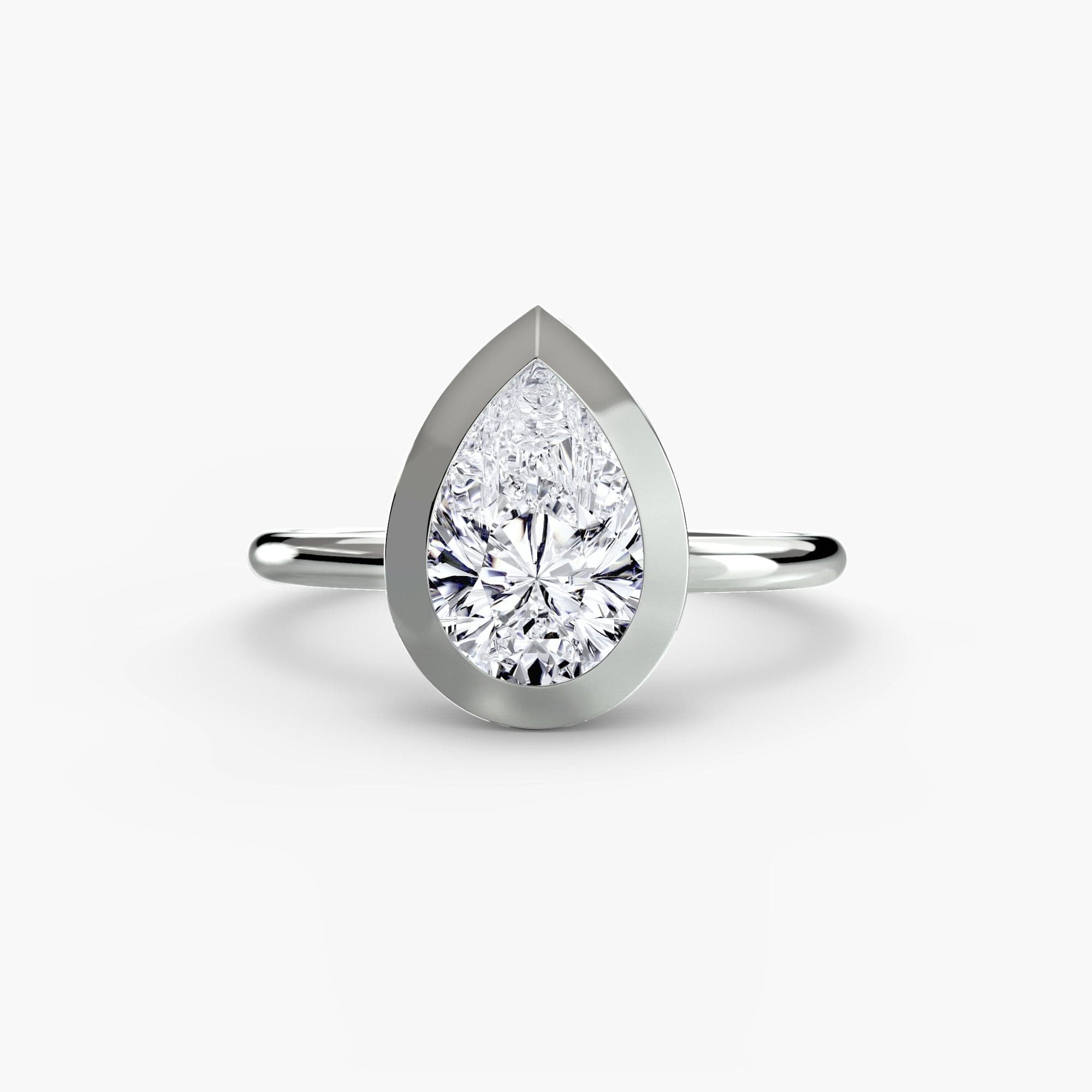 BW James Jewelers setting 9K White Gold / Pear The Bezel Set Solitaire