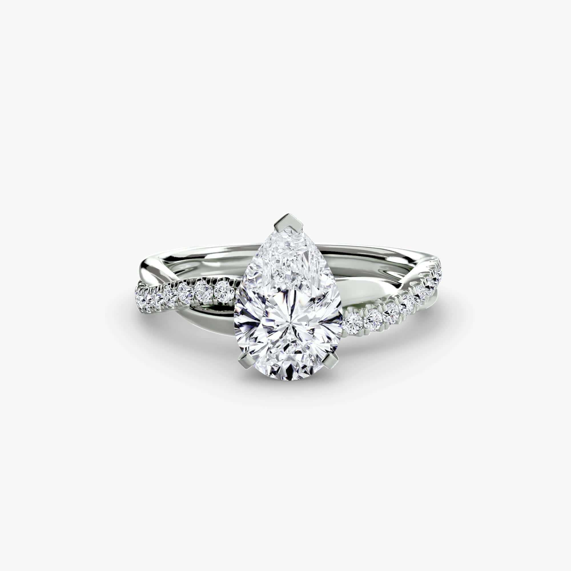 BW James Jewelers setting 9K White Gold / Pear The Emerald Twist Pavé Ring