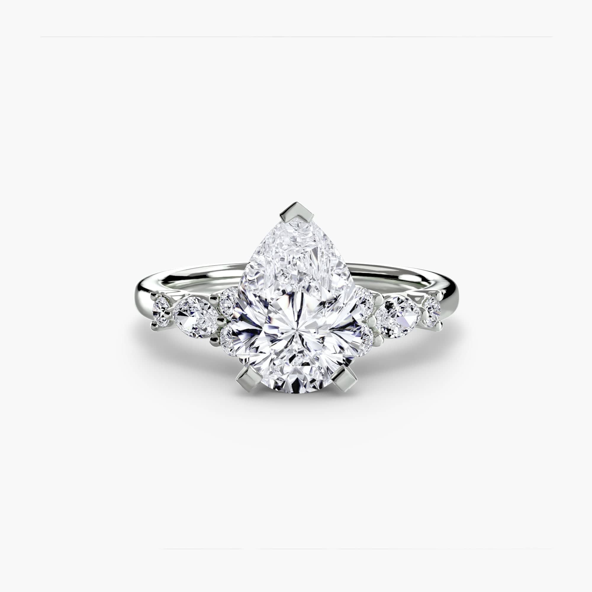 BW James Jewelers setting 9K White Gold / Pear The Floral Accent Solitaire