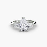 BW James Jewelers setting 9K White Gold / Pear Three-Stone Ring (Baguette Side Stones)