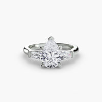 BW James Jewelers setting 9K White Gold / Pear Three-Stone Ring (Baguette Side Stones)