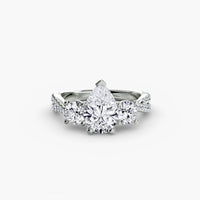BW James Jewelers setting 9K White Gold / Pear Three-Stone with Pavé Band 2
