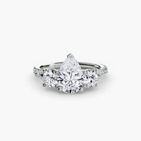 BW James Jewelers setting 9K White Gold / Pear Three-Stone with Pavé Band 3