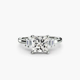 BW James Jewelers setting 9K White Gold / Princess Baguette Accent Solitaire