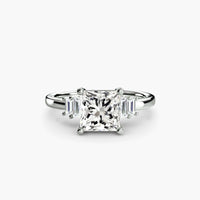 BW James Jewelers setting 9K White Gold / Princess Baguette Accent Solitaire
