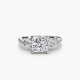 BW James Jewelers setting 9K White Gold / Princess Five Stone Ring with Pavé Band