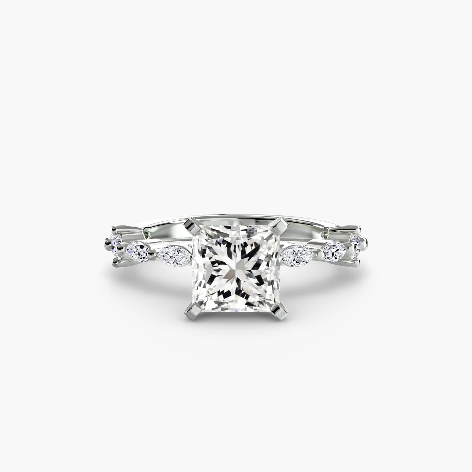BW James Jewelers setting 9K White Gold / Princess Solitaire with Eternity Pavé