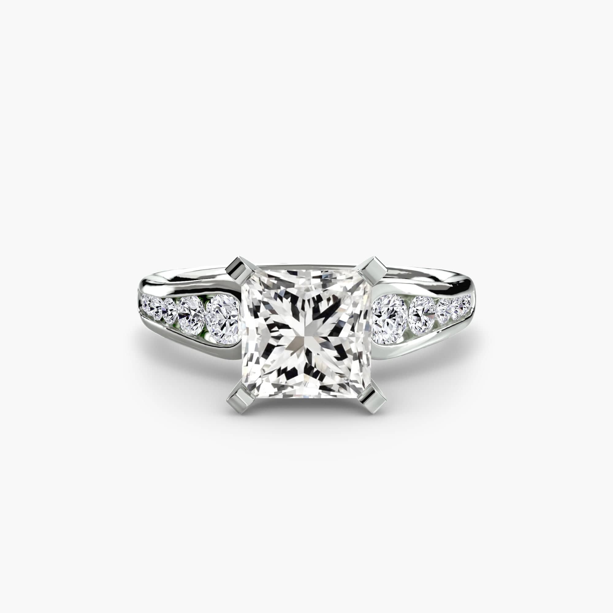 BW James Jewelers setting 9K White Gold / Princess Solitaire with Pavé 2