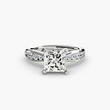 BW James Jewelers setting 9K White Gold / Princess Solitaire with Pavé 3