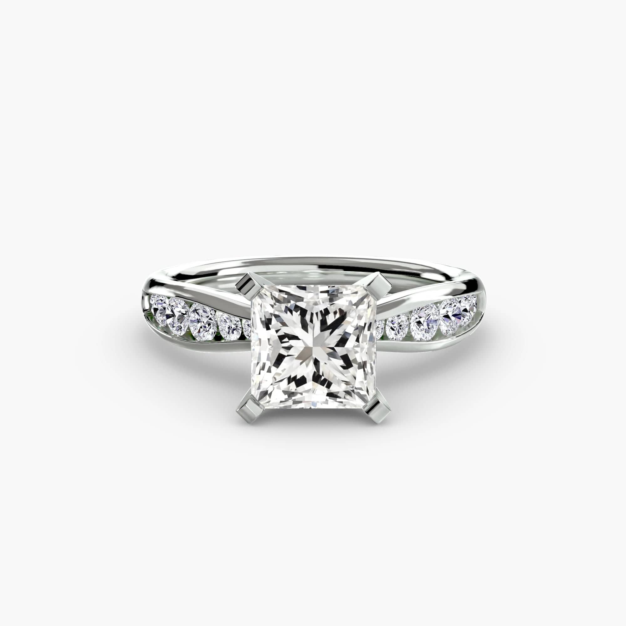 BW James Jewelers setting 9K White Gold / Princess Solitaire with Pavé 3