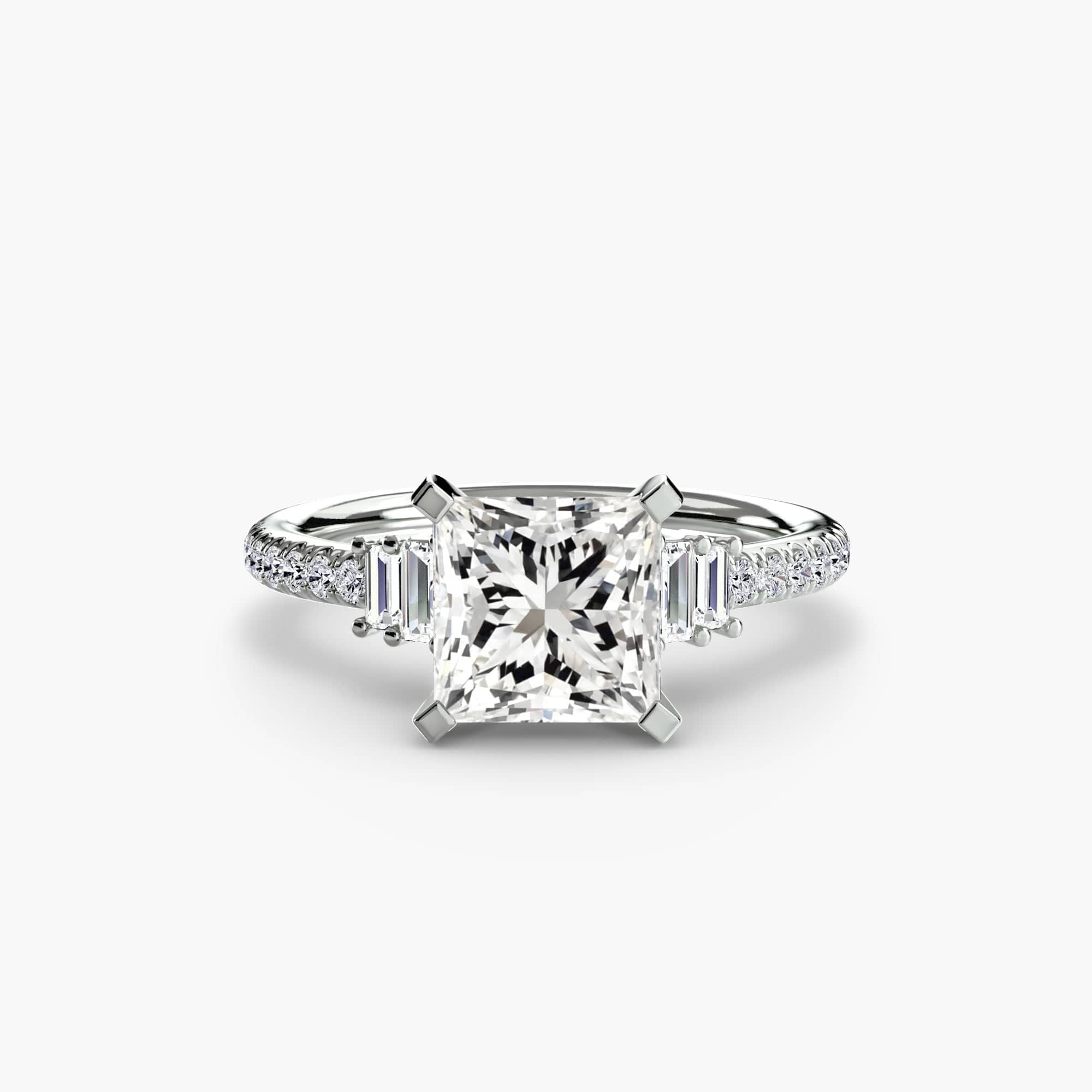 BW James Jewelers setting 9K White Gold / Princess Solitaire with Pavé 4