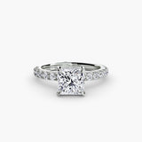 BW James Jewelers setting 9K White Gold / Princess Solitaire with Pavé 6
