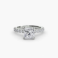 BW James Jewelers setting 9K White Gold / Princess Solitaire with Pavé 6