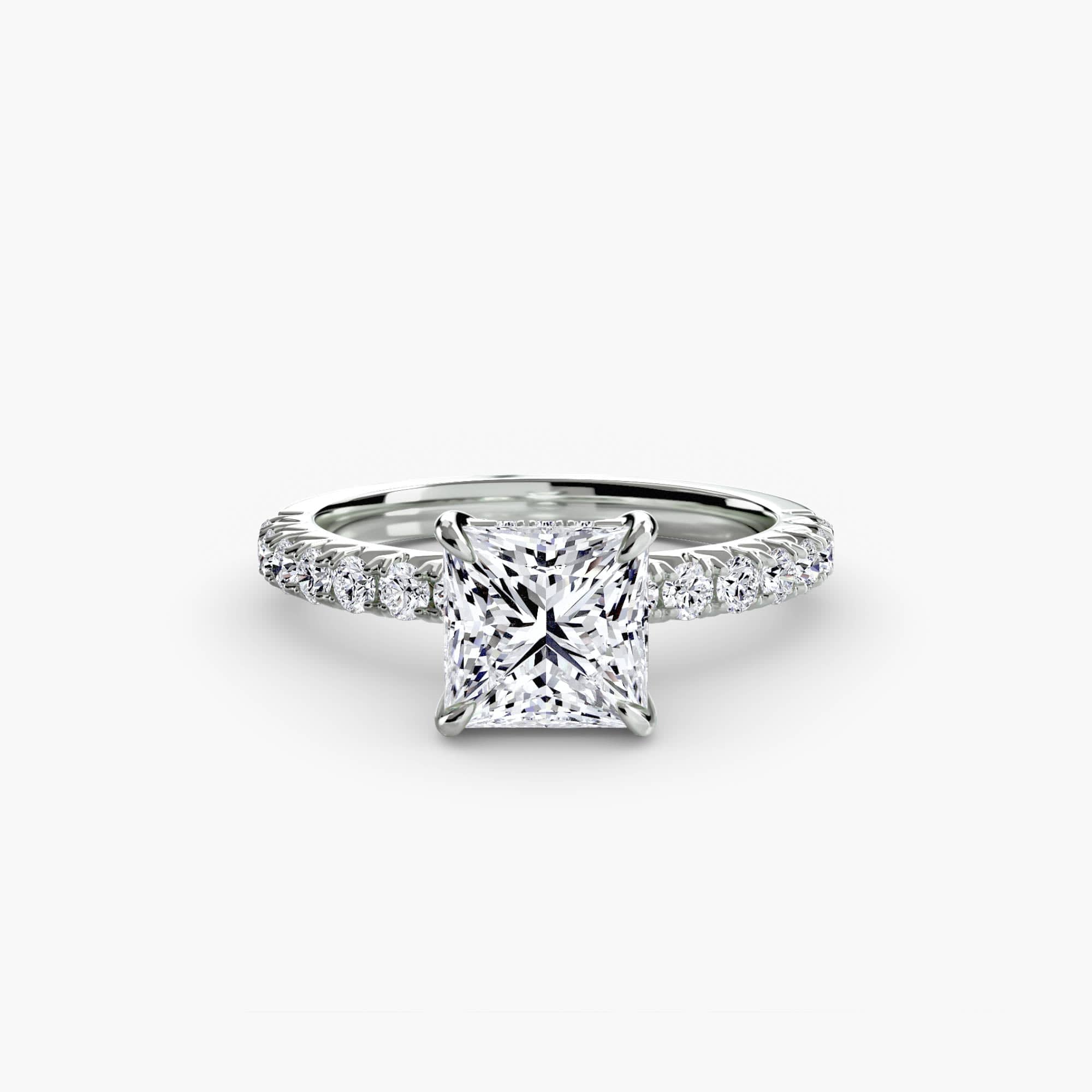 BW James Jewelers setting 9K White Gold / Princess Solitaire with Pavé 6