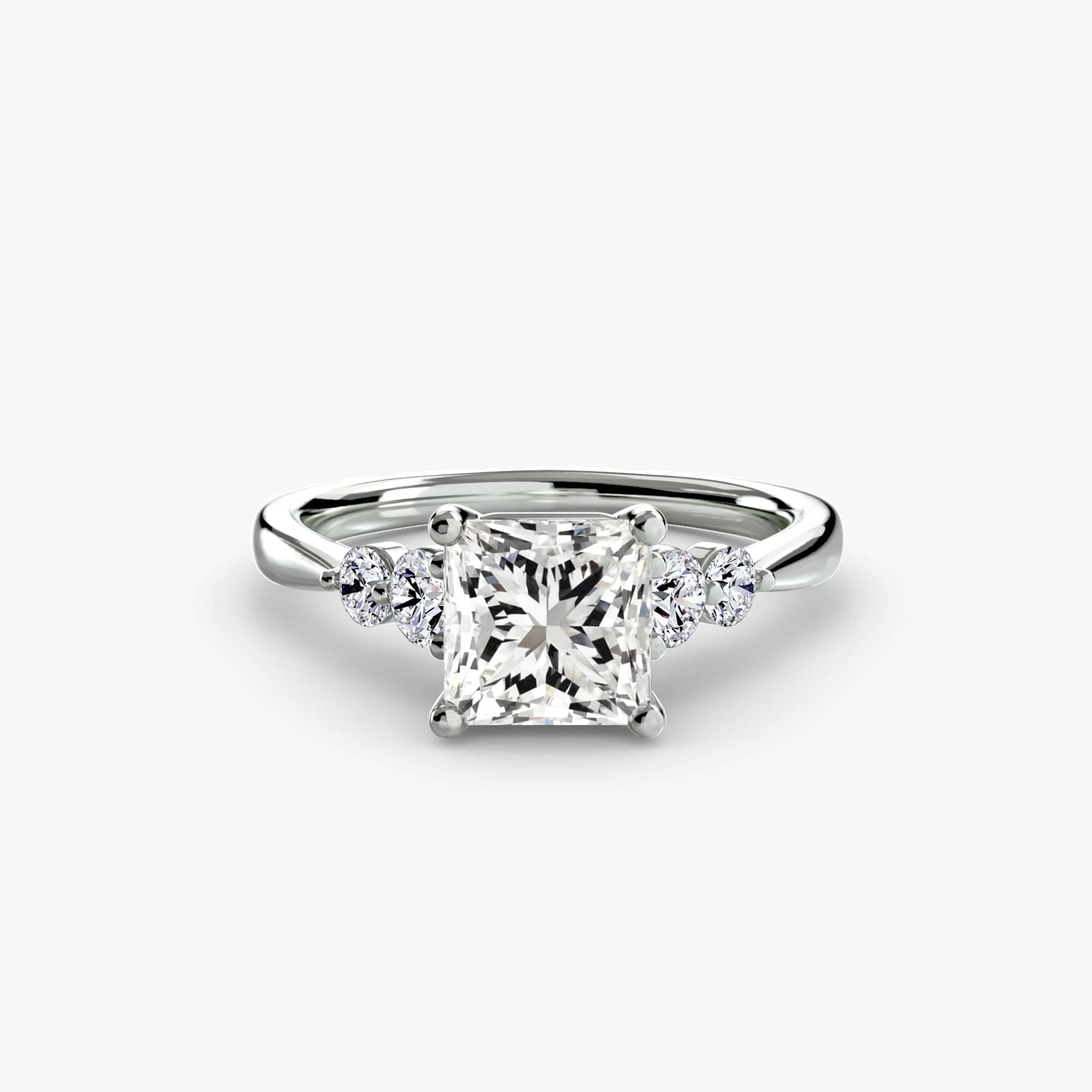 BW James Jewelers setting 9K White Gold / Princess Solitaire with Shoulder Accents 2