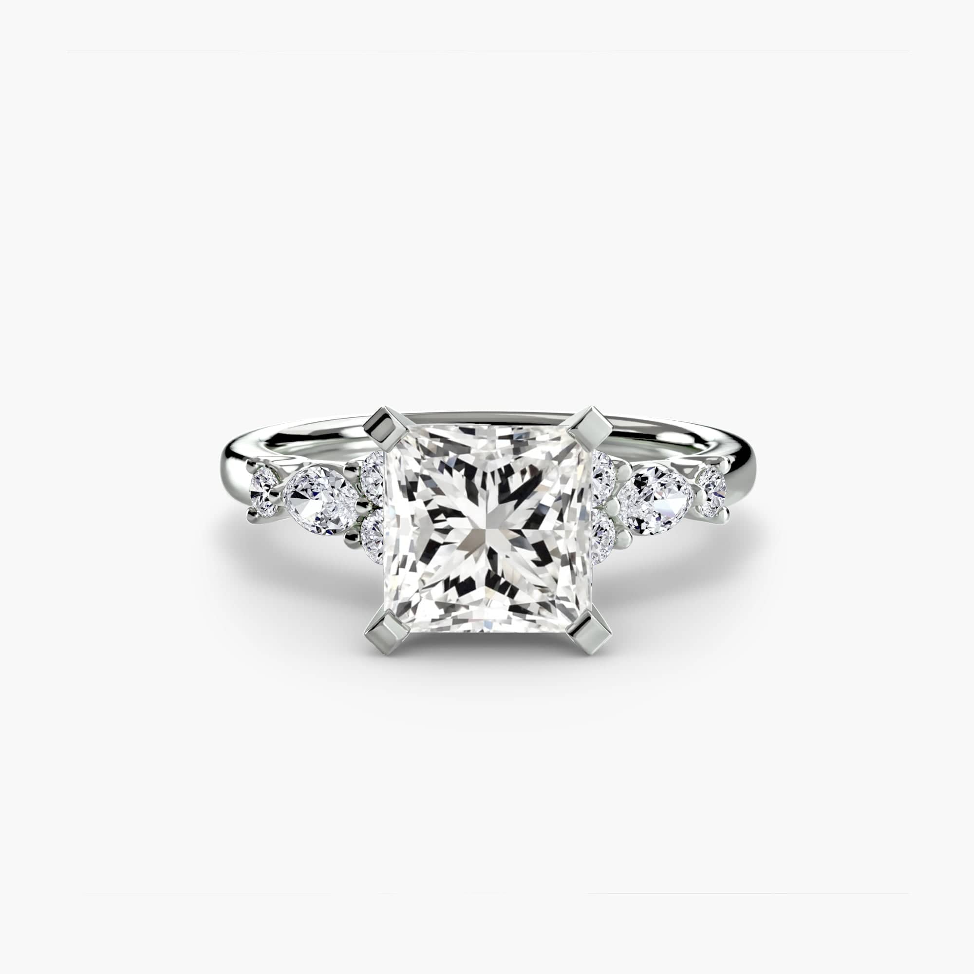 BW James Jewelers setting 9K White Gold / Princess The Floral Accent Solitaire