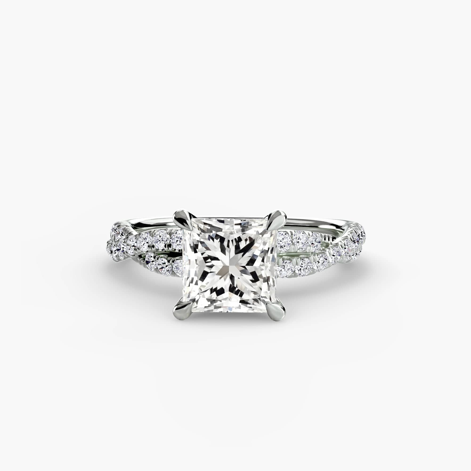 BW James Jewelers setting 9K White Gold / Princess The Twisted Pavé Solitaire