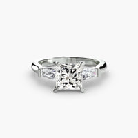 BW James Jewelers setting 9K White Gold / Princess Three-Stone Ring (Baguette Side Stones)