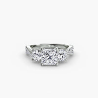 BW James Jewelers setting 9K White Gold / Princess Three-Stone with Pavé Band 2