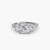 BW James Jewelers setting 9K White Gold / Princess Three-Stone with Pavé Band 3