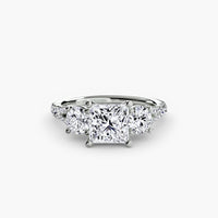 BW James Jewelers setting 9K White Gold / Princess Three-Stone with Pavé Band 3