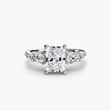 BW James Jewelers setting 9K White Gold / Radiant Five Stone Ring with Pavé Band